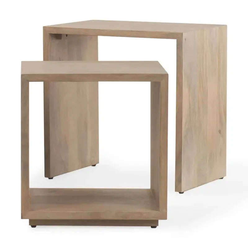 Alanna 22.0L x 15.0W x 22.0H Set of 2 Brown Wood Nesting Accent Tables - 1Stylish Nest