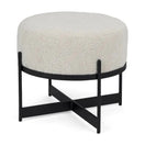 Switch Amelia Cream Boucle W/Black Metal Upholstered Pouf - 1Stylish Nest 2 image