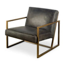 Switch Armelle I Black Leather Seat w/Gold Metal Frame Accent Chair - 1Stylish Nest 2 image