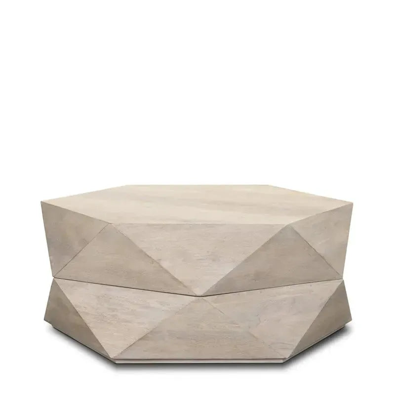 Arreto Hexagonal Hinged Solid Wood Top and Base Coffee Table - 1Stylish Nest