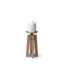 Switch Astra Small Light Brown Wood Pedestal Base Table Candle Holder - 1Stylish Nest 2 image