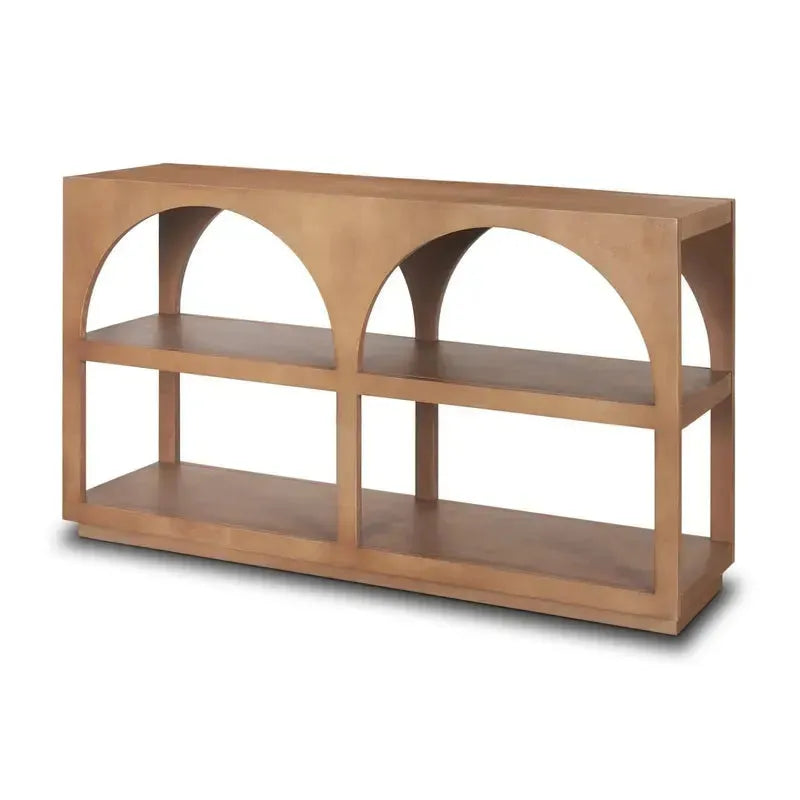 Bela Small Arched Console Table Medium Brown Wood - 1Stylish Nest