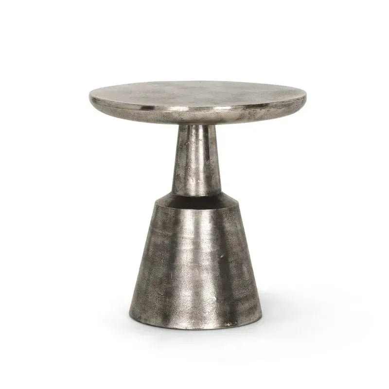 Bobbi Textured Polished Nickel Cast Aluminum Metal Accent Table - 1Stylish Nest