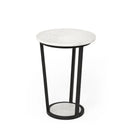 Switch Bombola I (Small) 15L x 15W White Round Marble Top W/Black Metal Frame Accent Table - 1Stylish Nest 2 image