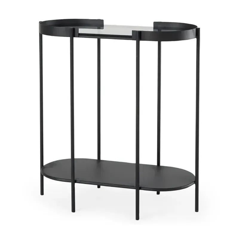 Booker Black Metal W/Tinted Glass Top Accent Table - 1Stylish Nest