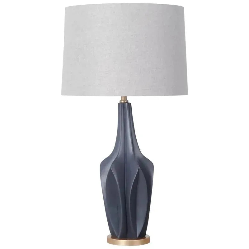 Bravar III 30" Gray - Blue Resin Base w/ Gray Fabric Shade Table Lamp - 1Stylish Nest