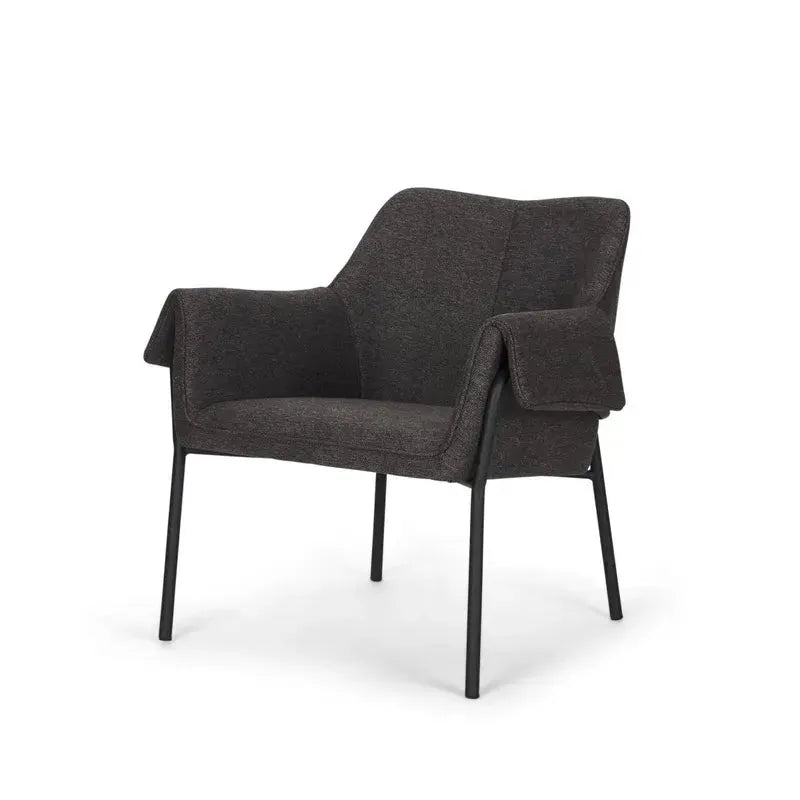 Brently Accent Chair w/ Gray Fabric & Matte Black Metal Legs - 1Stylish Nest