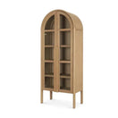 Switch Callum Light Brown Elm Wood w/ Glass Doors Arched Curio Cabinet - 1Stylish Nest 2 image