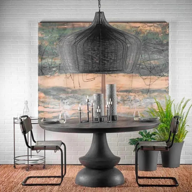 Camila (40"x31") Black Metal Mesh - Style Four Bulb Chandelier - 1Stylish Nest