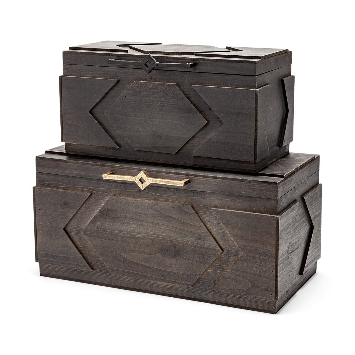 Cassia Set of 2 Brown Wooden Boxes - 1Stylish Nest