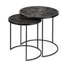 Switch Chakra 19.7&quot; Set of Two Round Dark Wood Top Black Frame Accent Tables - 1Stylish Nest 2 image