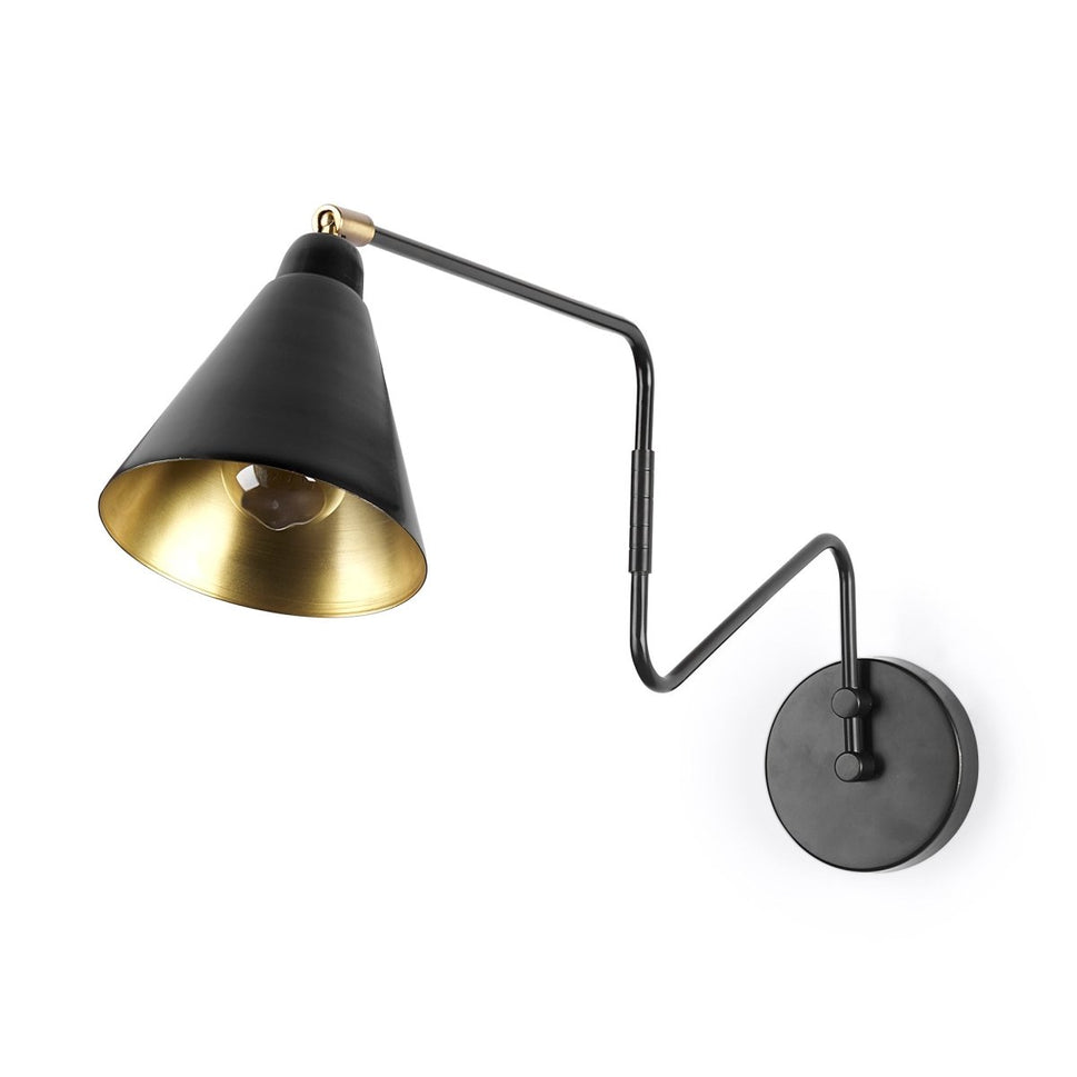 Cobalt 6L x 32W Black Metal Cone Shaped Swivel Wall Sconce