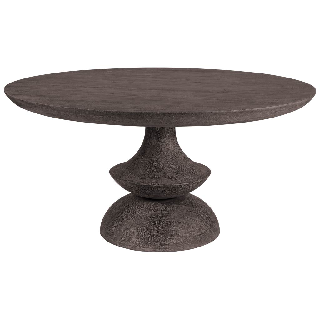 Crossman 60" Round Dark Brown/Gray Solid Wood Table Top & Base Dining Table - 1Stylish Nest