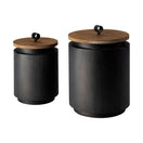 Switch Cyril (Set of 2) Gray Metal W/ Brown Wood Lids Jars - 1Stylish Nest 2 image