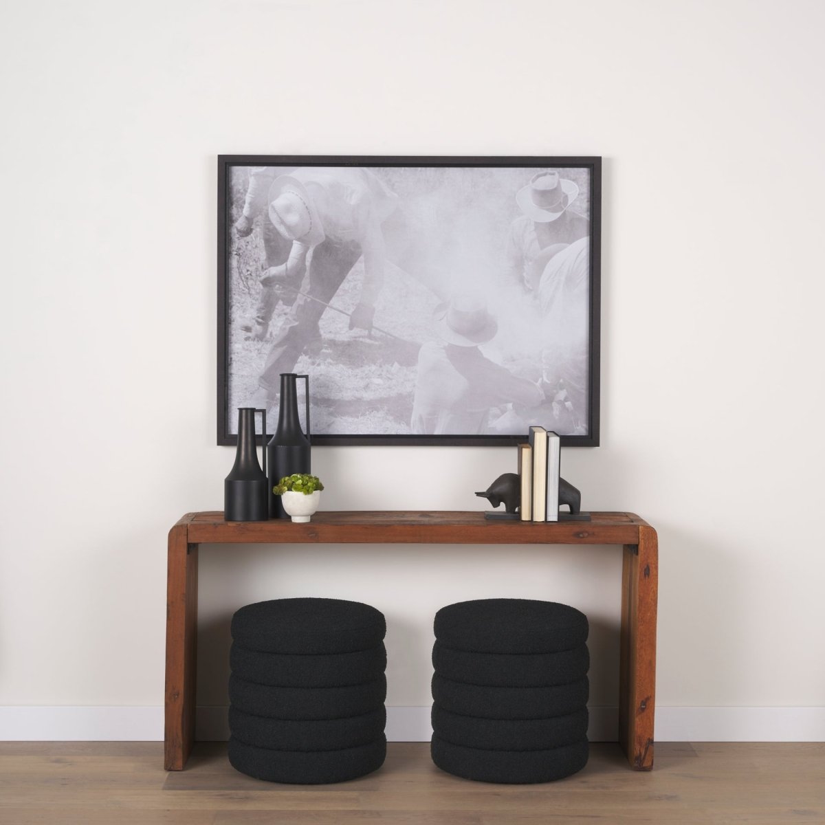 Elise Black Boucle Upholstered Storage Ottoman - 1Stylish Nest