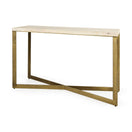 Switch Faye 50L x 15W x 30H Beige Finished Wood W/Gold Metal Base Console Table - 1Stylish Nest 2 image