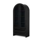 Switch Gehry 72.3&quot; H Dark Brown Metal Brown Wood and Glass Door Display Cabinet - 1Stylish Nest 2 image