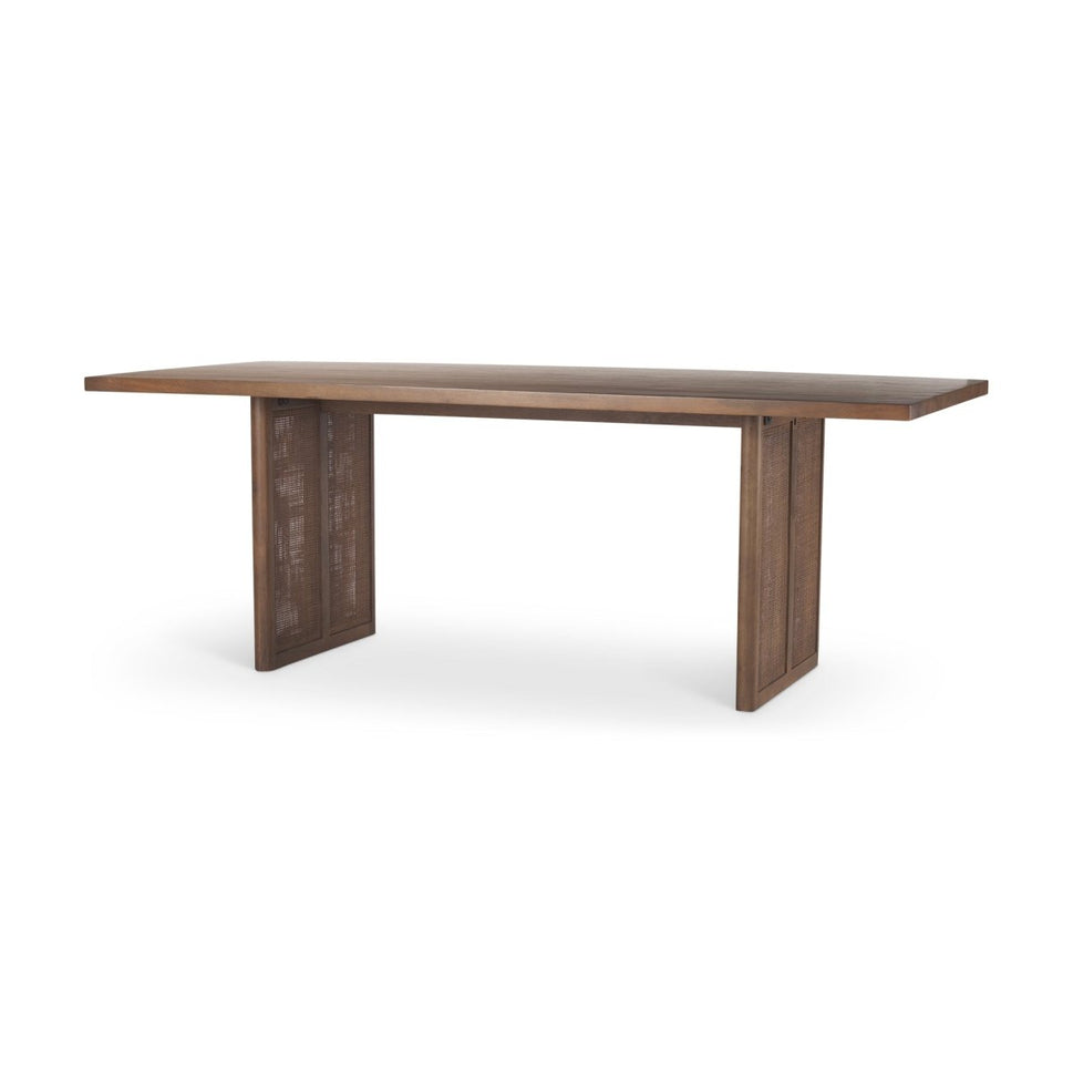 Grier 84L Medium Brown Wood w/ Cane Dining Table