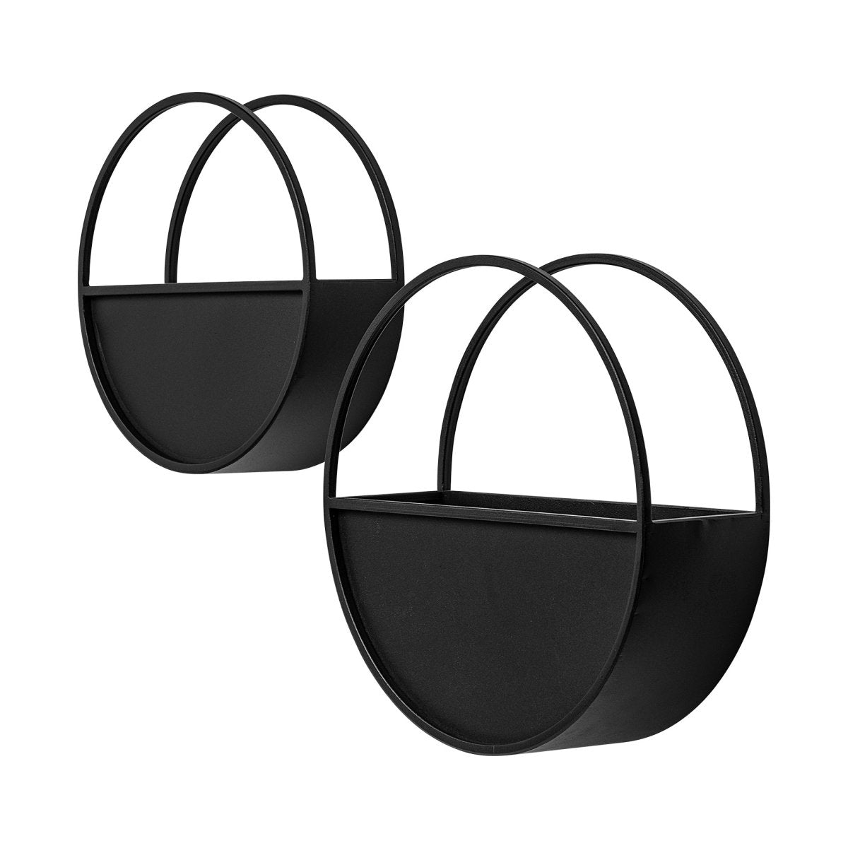 Hank Set of 2 Black Metal Hanging Wall Planters - 1Stylish Nest