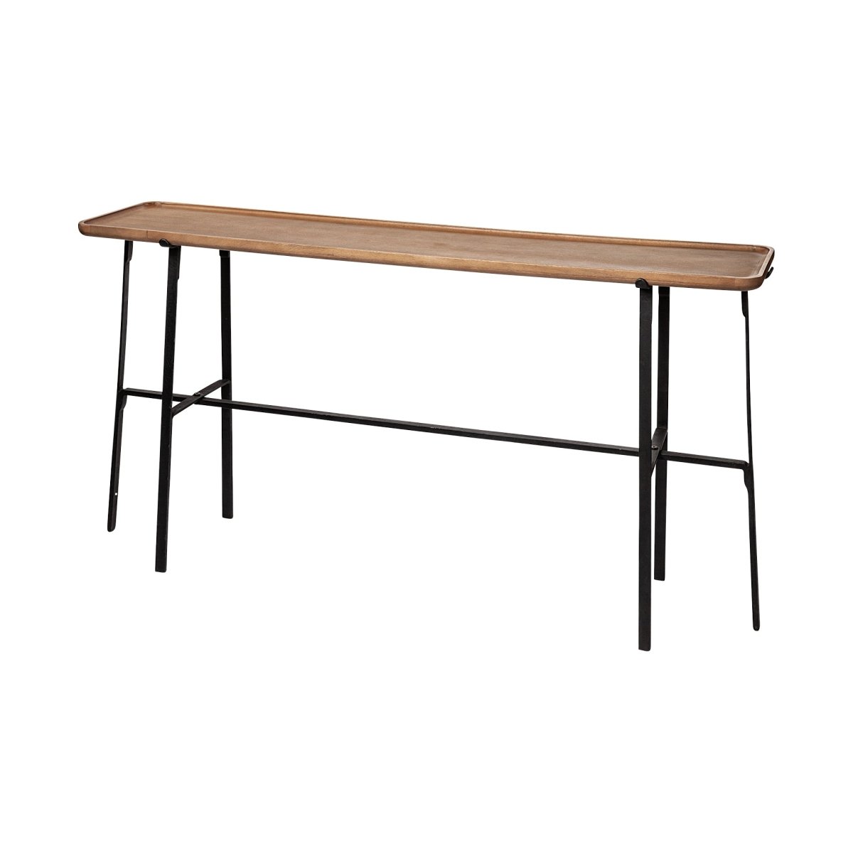 Helios II 60L x 14W x 29H Rectangular Brown Raised Edge Top Console Table - 1Stylish Nest