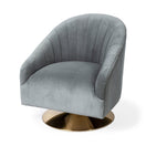 Switch James II Gray Blue Velvet Covered Seat w Gold Swivel Base Accent Chair - 1Stylish Nest 2 image