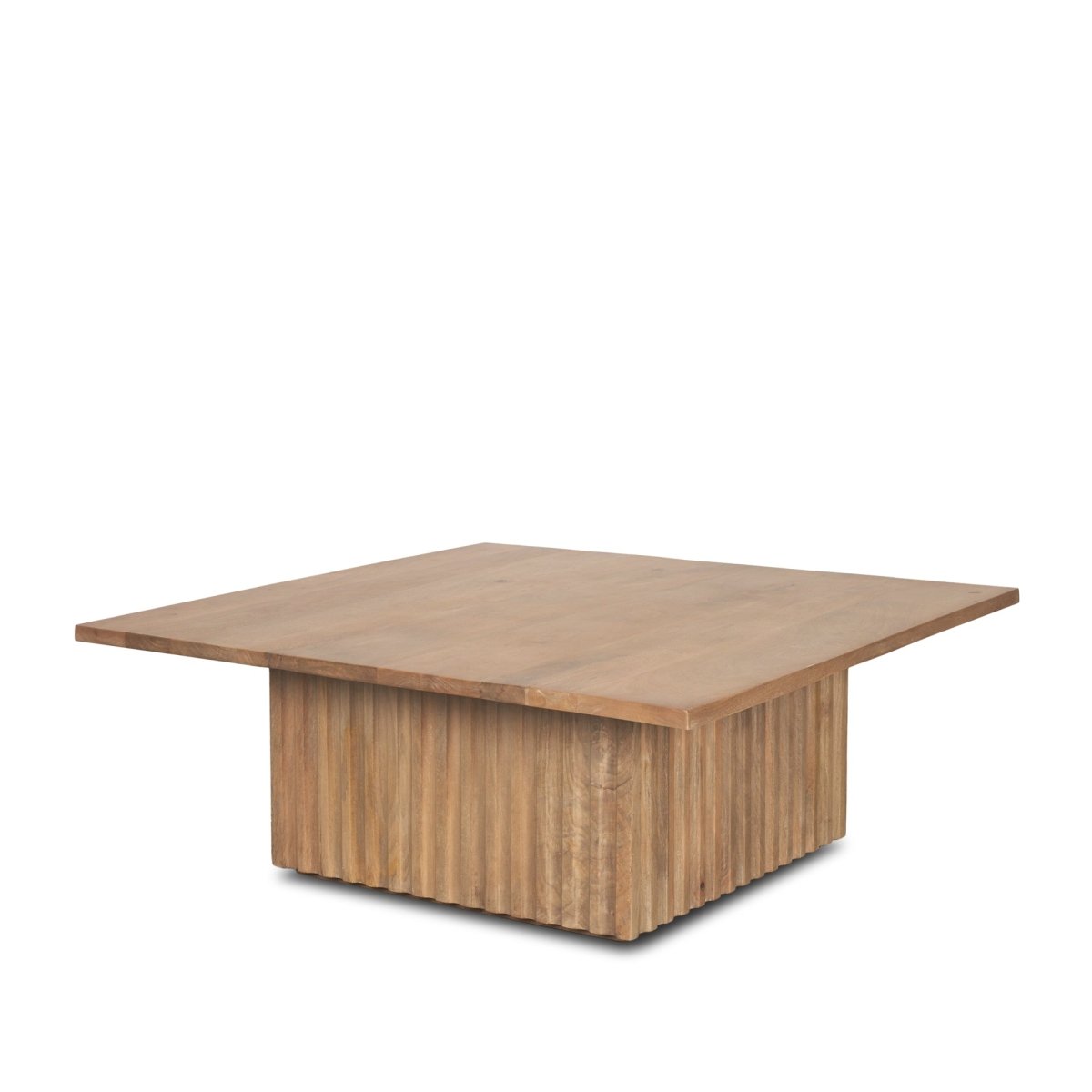 June Light Brown Wood w/ Fluting Square Coffee Table - 1Stylish Nest