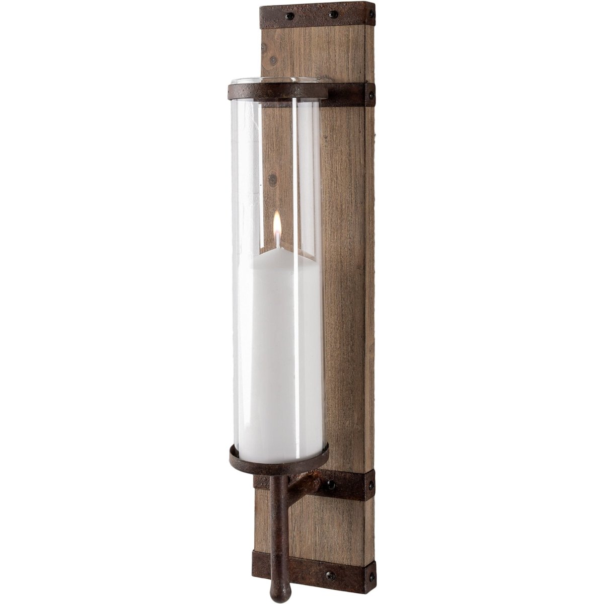 Lars 23.8"H Wood with Metal Accent Wall Candle Holder - 1Stylish Nest