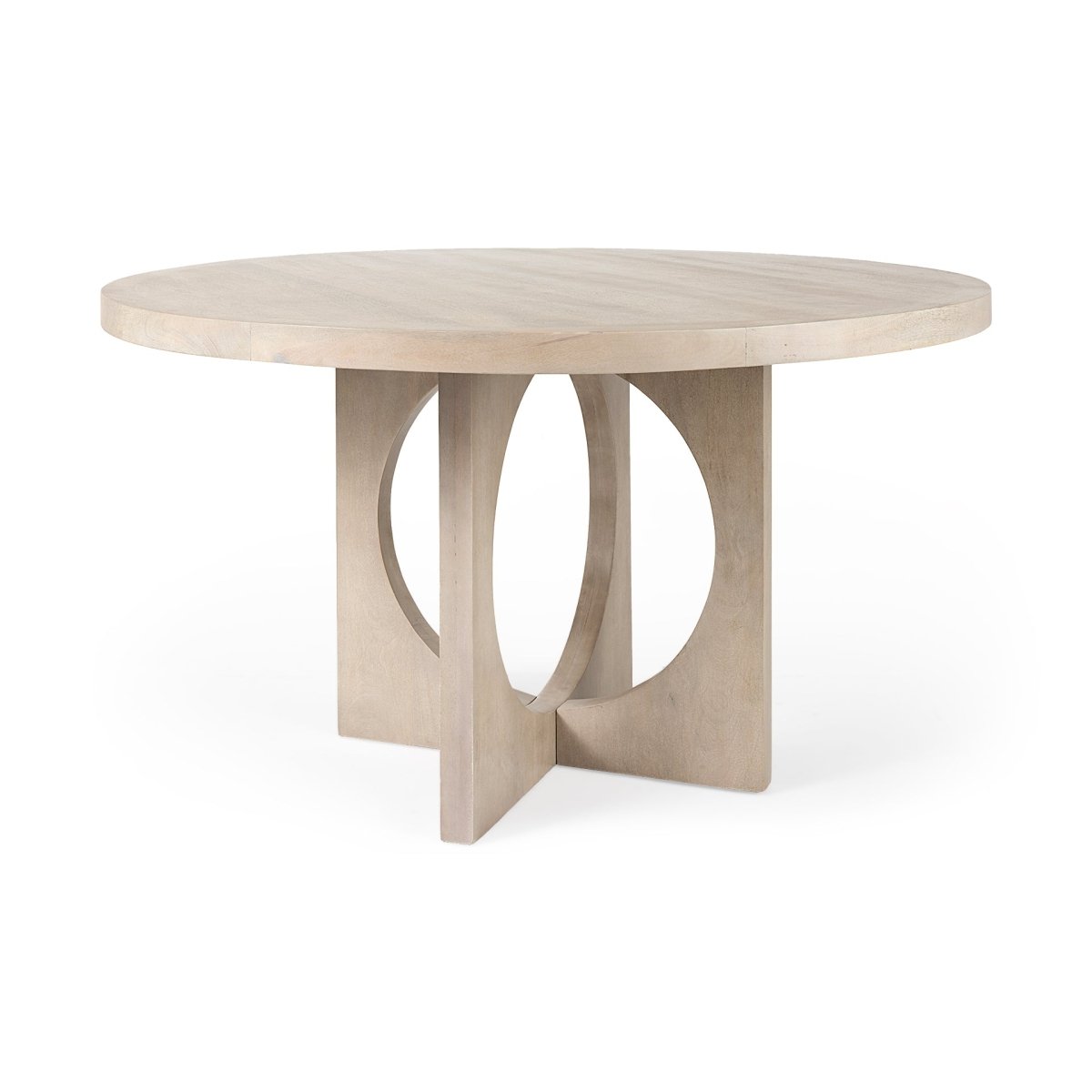 Liesl 54.L x 54.0W x 30.0H Barely Gray Finished Wood W/ Circular Top Dining Table - 1Stylish Nest