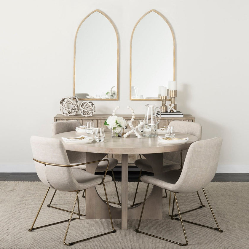 Liesl 54.L x 54.0W x 30.0H Barely Gray Finished Wood W/ Circular Top Dining Table - 1Stylish Nest