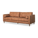 Switch Loretta 88.0L x 36.2W x 33.9H Cognac Brown Faux Leather Three Seater Sofa with Two Bolster Cushions - 1Stylish Nest 2 image