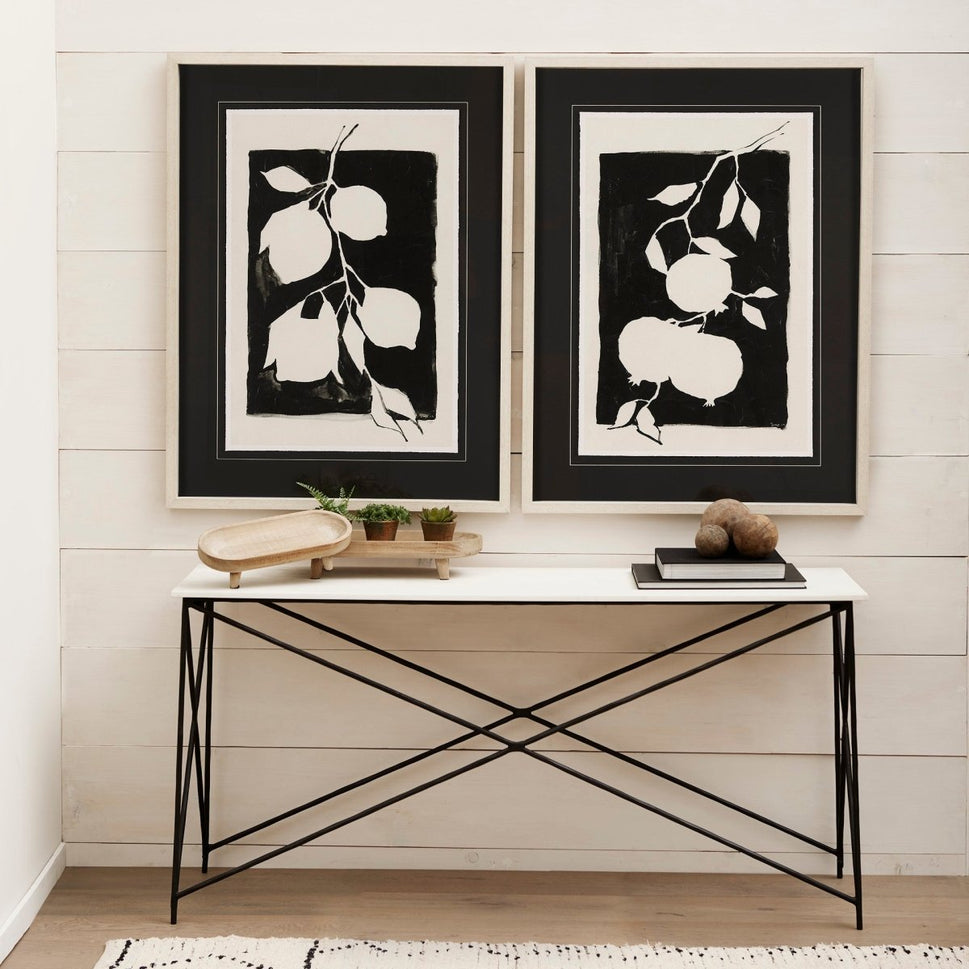 Lorlei Marble Top w/ Gray Iron Base Console Table