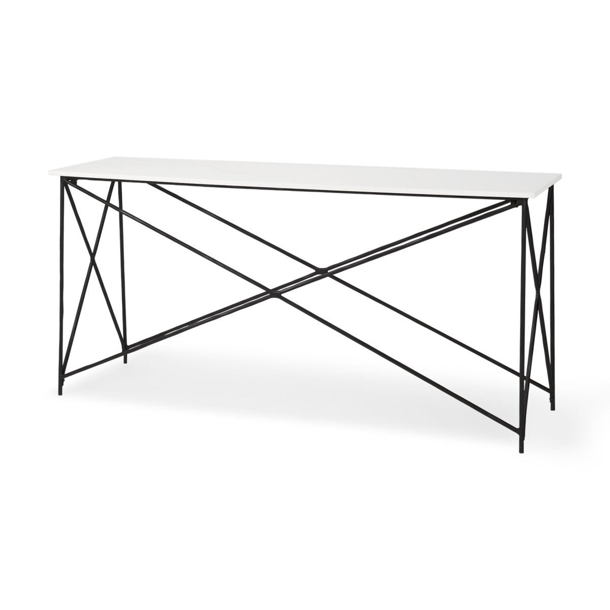 Lorlei Marble Top w/ Gray Iron Base Console Table - 1Stylish Nest