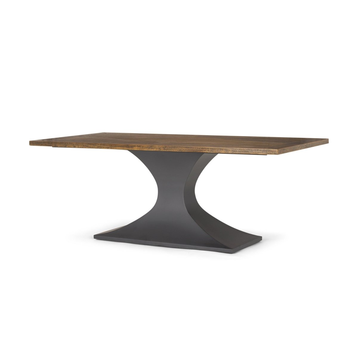 Maxton II 79x39 Rectangular Brown Solid Wood Top Dark Gunmetal Base Dining Table - 1Stylish Nest