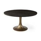 Switch McLeod II 54 L x 54 W x 28.75 H Round Brown Solid Wood Top Gold Metal Base Dining Table - 1Stylish Nest 2 image