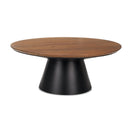 Switch Mitchell 40.0L x 40.0W x 16.0H Black Metal Pedestal Base with Brown Wood Top Coffee Table - 1Stylish Nest 2 image