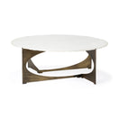 Switch Reinhold 49&quot; Round White Marble Top Gold Metal Base Coffee Table - 1Stylish Nest 2 image