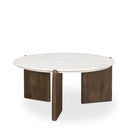 Switch Rumer Dark Brown Wood w/ White Marble Coffee Table - 1Stylish Nest 2 image