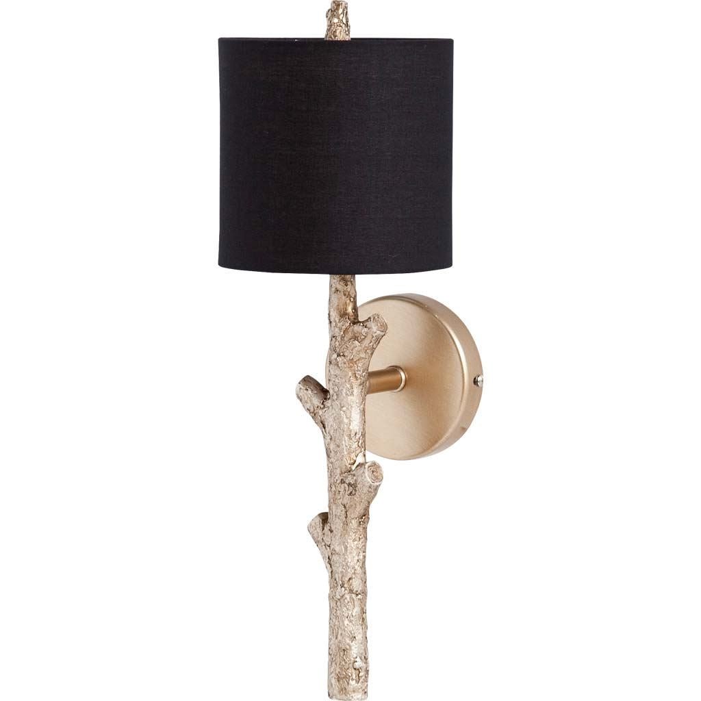 Sabinal II 7x18 Gold Resin Tree Branch Black Fabric Shade Wall Sconce - 1Stylish Nest