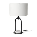 Switch Sarah 15.0L x 10.0W x 22.2H Arched Black Metal W/Marble Cube and White Shade Table Lamp - 1Stylish Nest 2 image