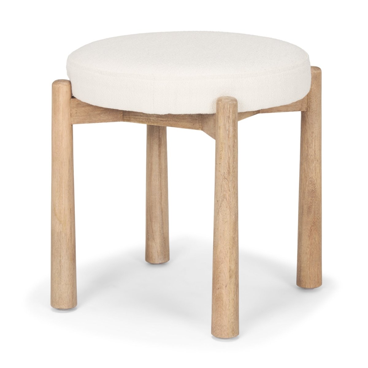 Shaiden Brown Wood w/ Cream Fabric Stool - 1Stylish Nest