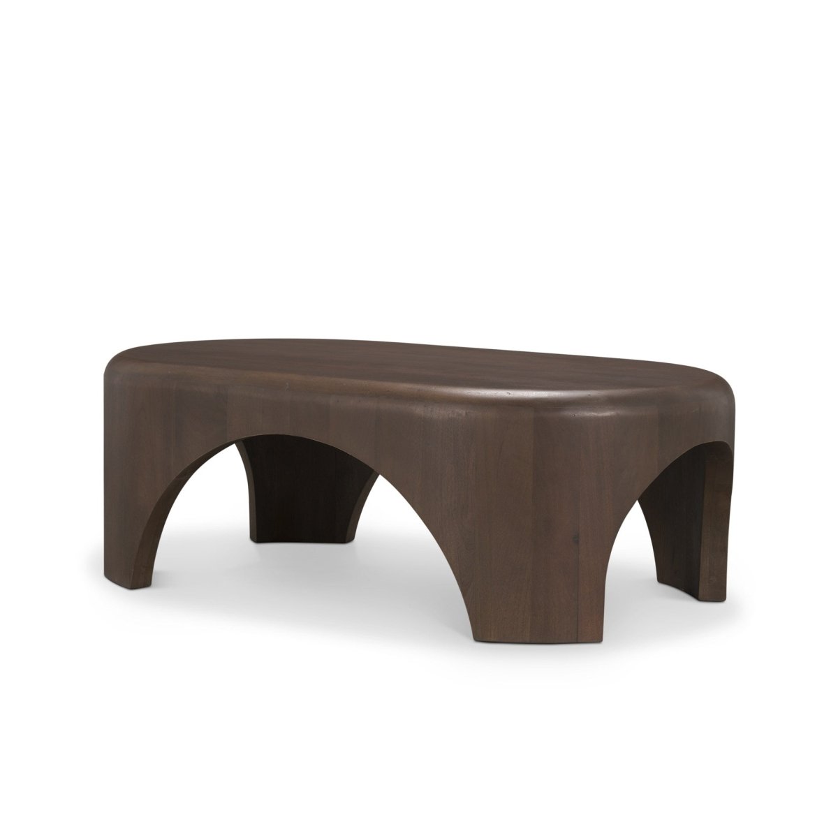 Shima Oval Dark Brown Wood w/ Arched Legs Coffee Table - 1Stylish Nest