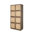 Switch Sina Brown Oak Wood w/ Natural Rattan 2 Door Curio Cabinet - 1Stylish Nest 2 image