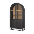 Switch Sloan 80.5H Black Wood W/Black Metal Frame Arched Cabinet - 1Stylish Nest 2 image