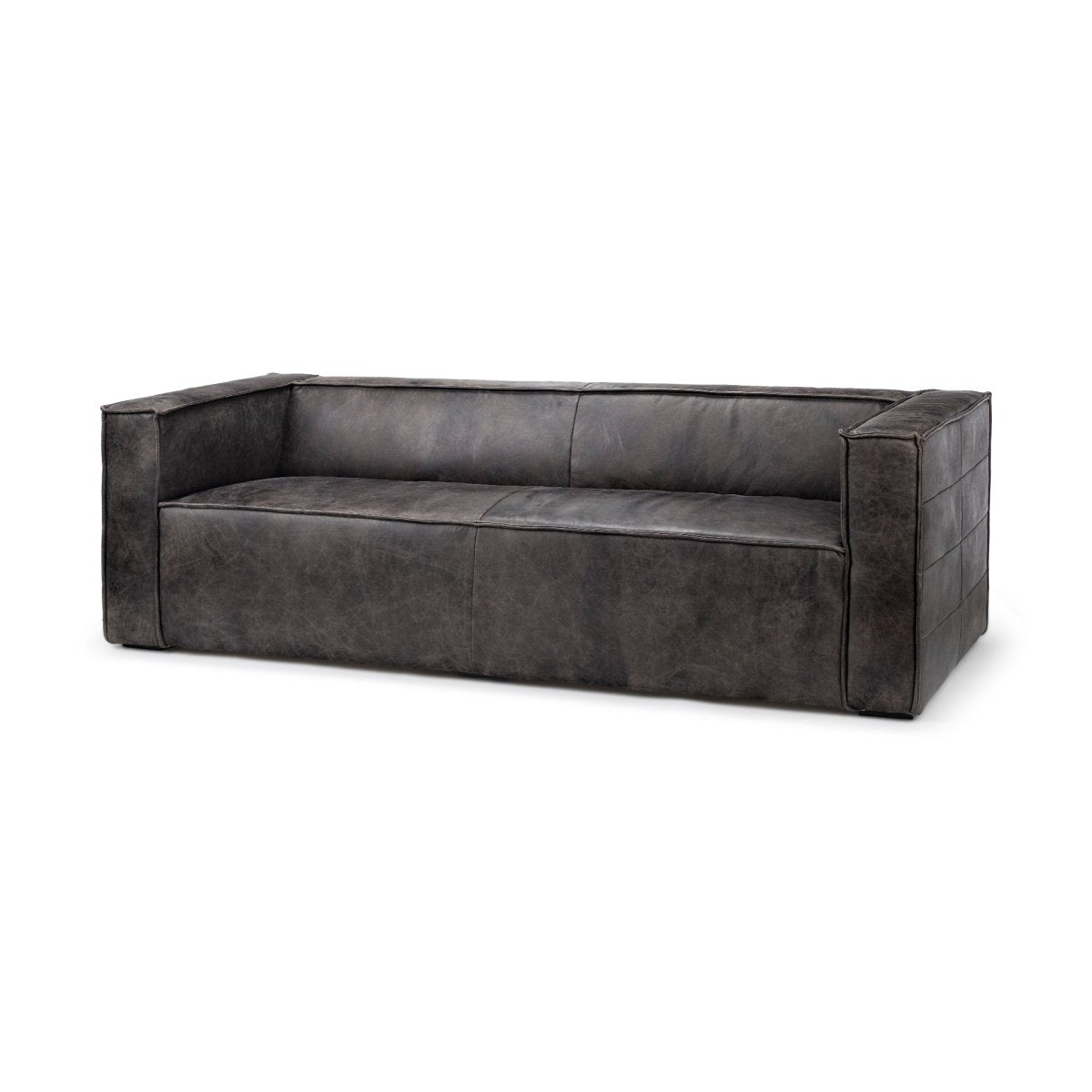 Stinson II 91" Black Leather Three Seater Sofa - 1Stylish Nest