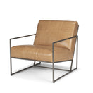 Switch Stratton Gunmetal w/ Genuine Brown Leather Upholstered Accent Chair - 1Stylish Nest 2 image