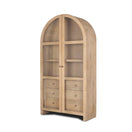 Switch Suri Light Brown Wood W/Glass Doors Arched Curio Cabinet - 1Stylish Nest 2 image