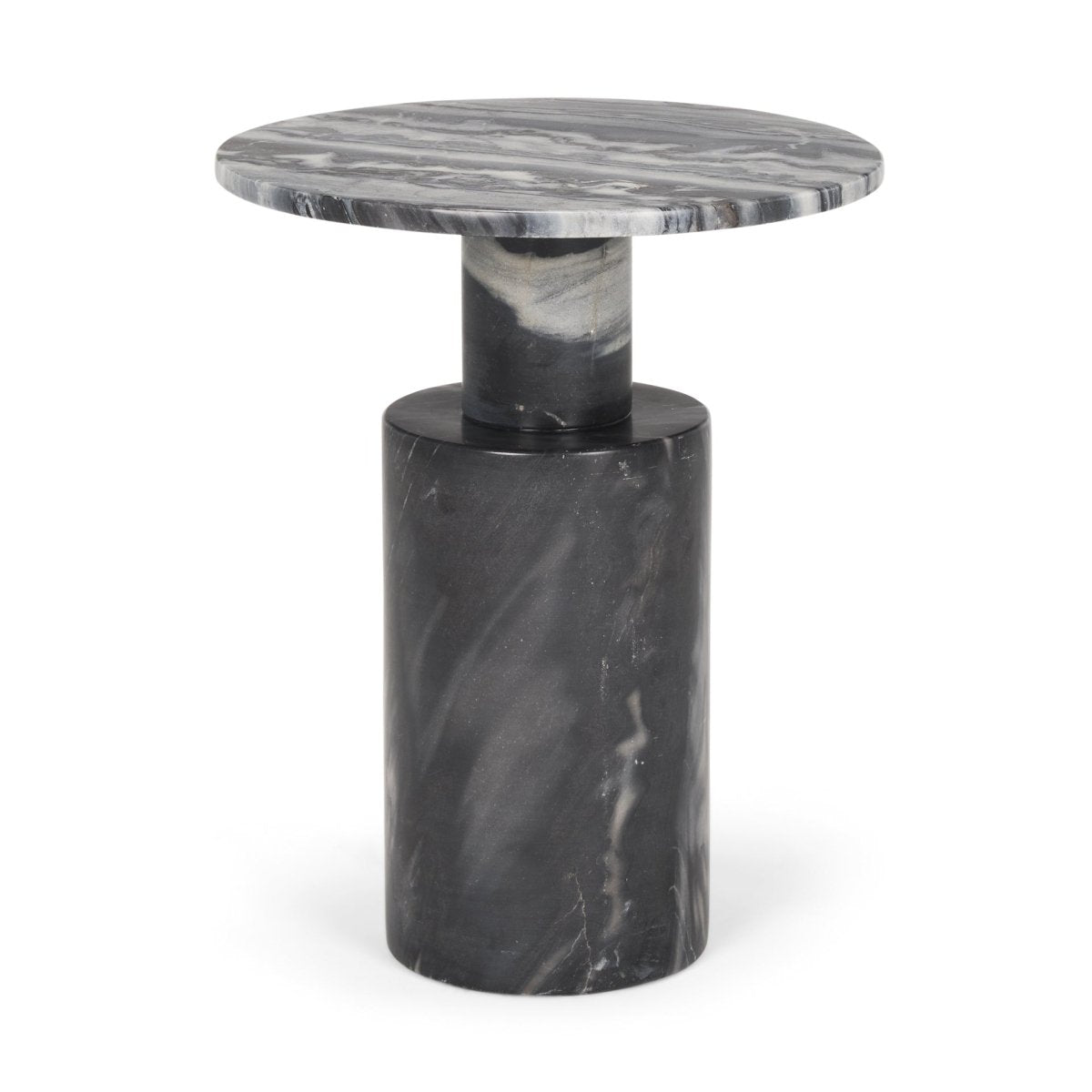 Taite Solid Dark Gray Marble Pedestal Accent Table - 1Stylish Nest