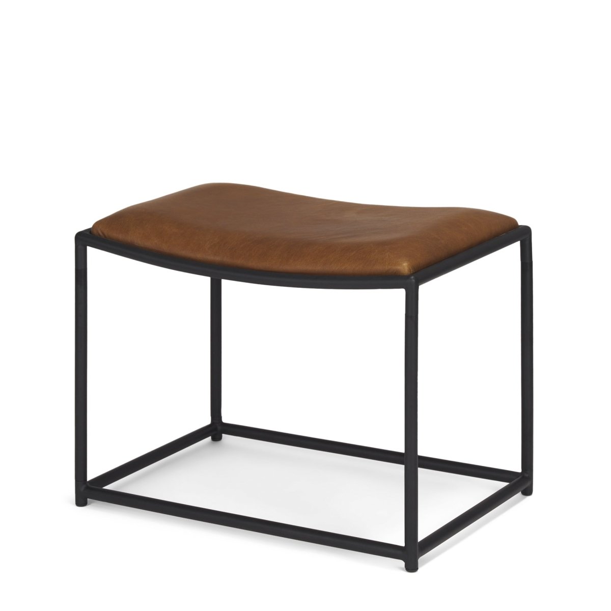 Taniel Brown Leather w/ Black Metal Stool - 1Stylish Nest