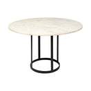 Switch Tanner II 48&quot; Round White Marble Top Black Metal Base Dining Table - 1Stylish Nest 2 image