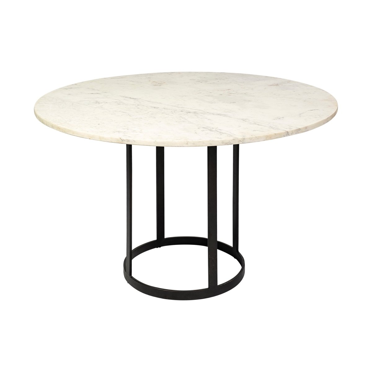 Tanner II 48" Round White Marble Top Black Metal Base Dining Table - 1Stylish Nest